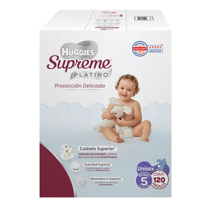 Huggies Supreme Platino Pañales Etapa 5 Unisex 120 pzas 