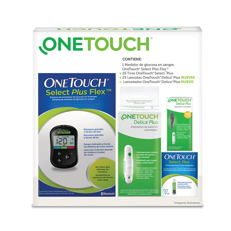 Medidor OneTouch Select Plus Flex + 25Tiras + 25Lancetas