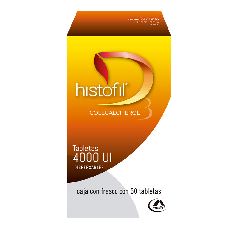 Histofil 4000 UI Colecalciferol Vitamina D3 frasco con 60 tabletas