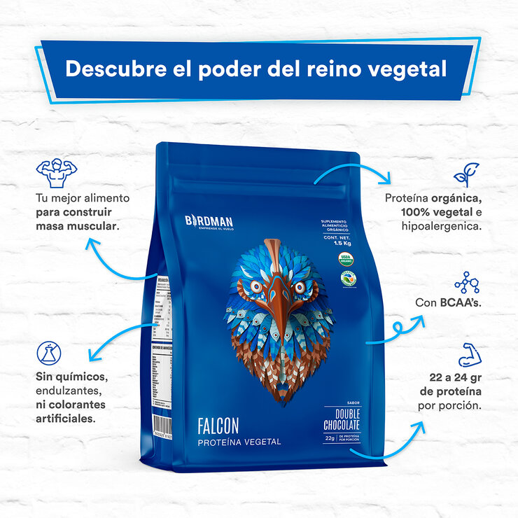 Birdman Proteína Vegana Orgánica Sabor Doble Chocolate 1.5 kg — Imagen 3 de 4