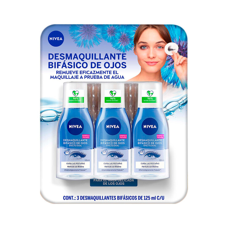 Nivea Desmaquillante Bifásico para Rostro 3 pzas de 125 ml c/u — Imagen 1 de 2