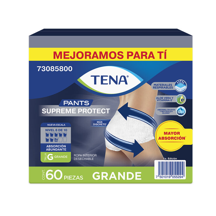 Ropa Interior Desechable, Tena Pants Supreme, Grande, 60 pzas — Imagen 1 de 3