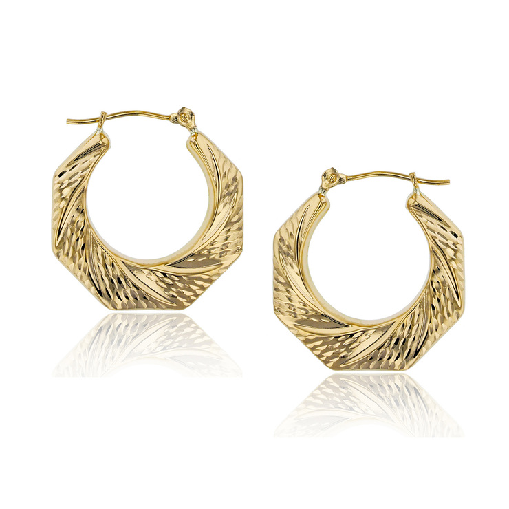 Aretes, Arracadas Hexágono de Oro Amarillo 14kt — Imagen 1 de 3