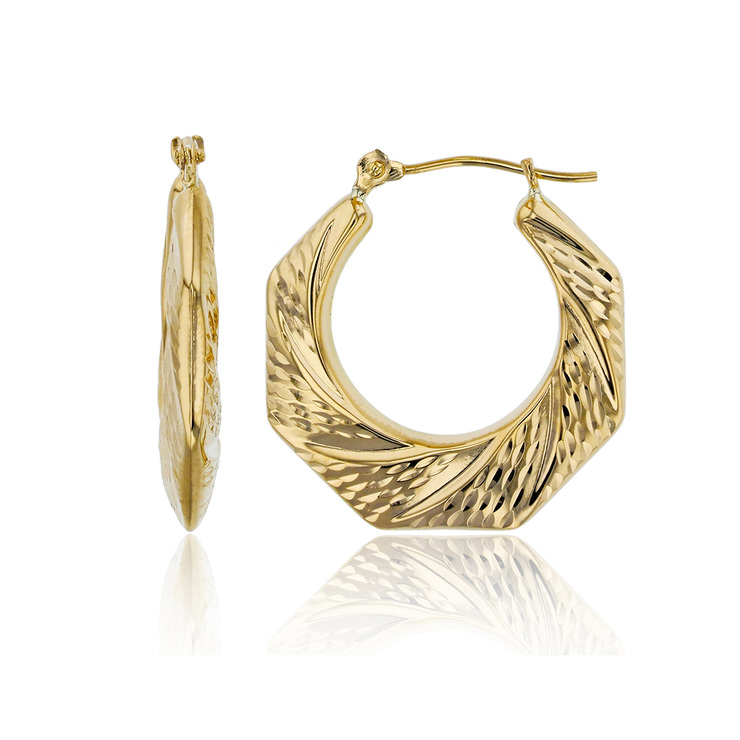 Aretes, Arracadas Hexágono de Oro Amarillo 14kt — Imagen 3 de 3