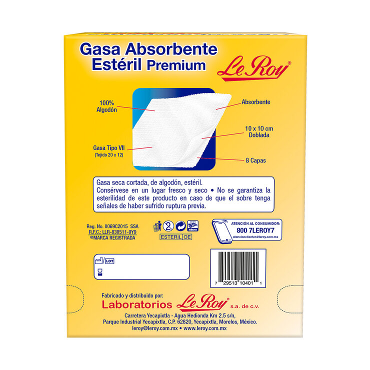 Le Roy Gasa Absorbente Estéril Caja con 150 Piezas — Imagen 2 de 3