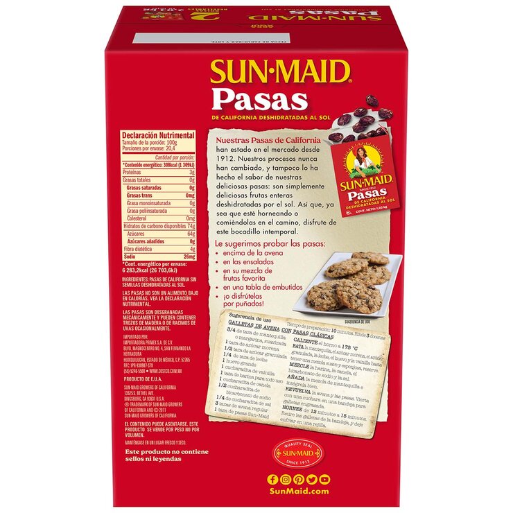 Sun Maid Pasas de California 2 pzas de 1 kg — Imagen 3 de 4