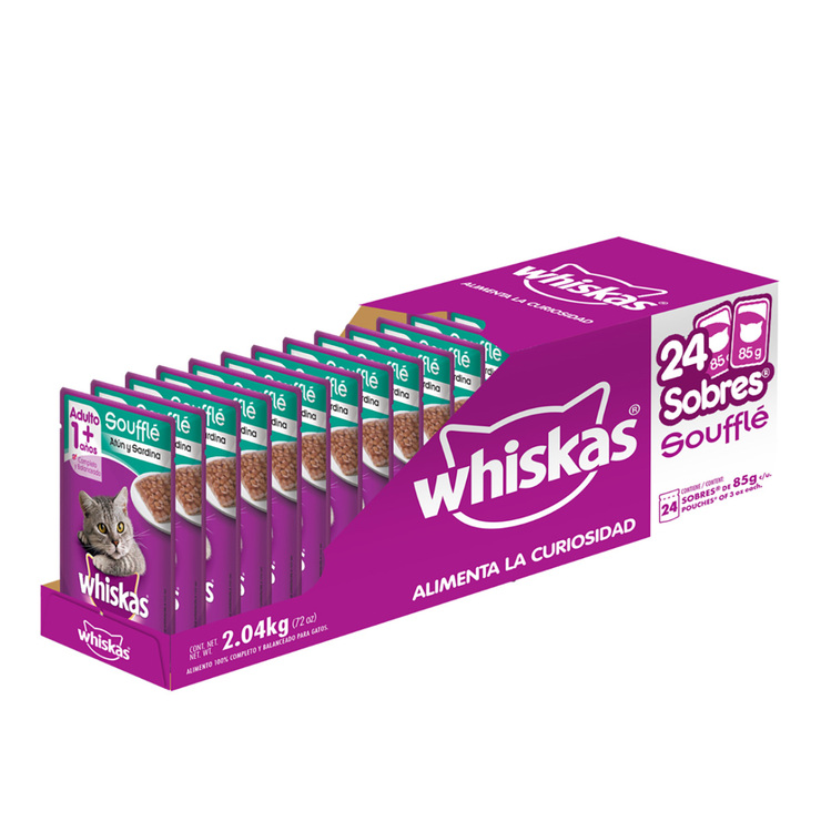 Whiskas Alimento Húmedo para Gato Sabor Atún y Sardina 24 pzas de 85 g — Imagen 2 de 4