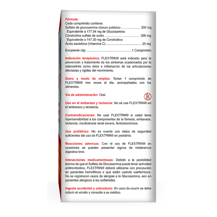 Flextrin Glucosamina Condroitina y Ácido Ascórbico 180 Comprimidos — Imagen 2 de 3