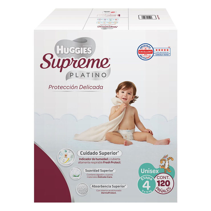 Huggies Supreme Platino Pañales Etapa 4 Unisex 120 pzas 