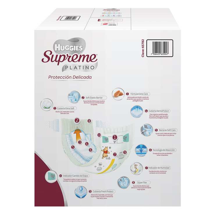 Huggies Supreme Platino Pañales Etapa 4 Unisex 120 pzas  — Imagen 2 de 4