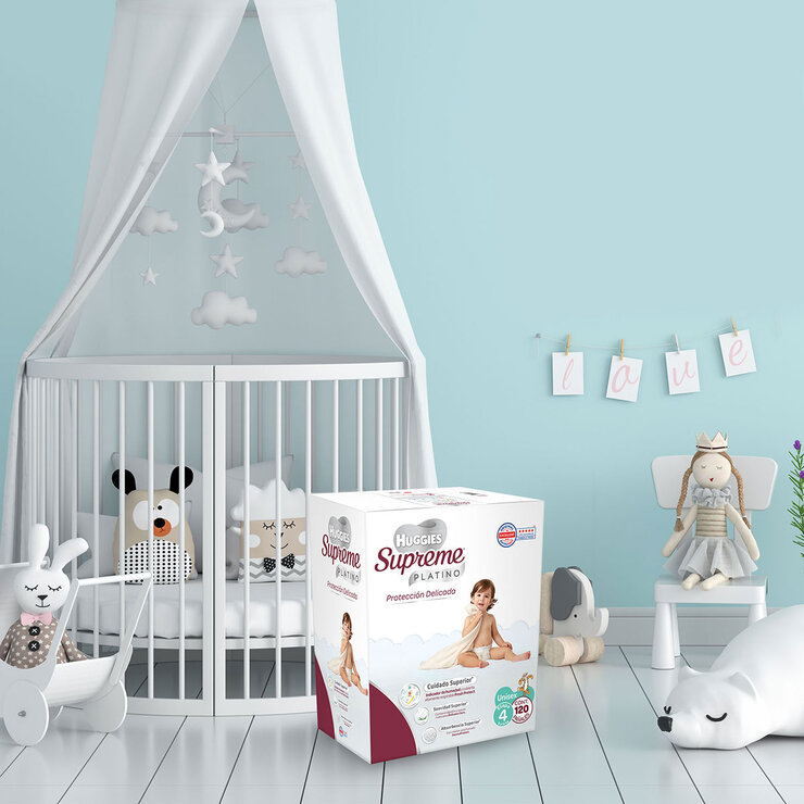 Huggies Supreme Platino Pañales Etapa 4 Unisex 120 pzas  — Imagen 3 de 4