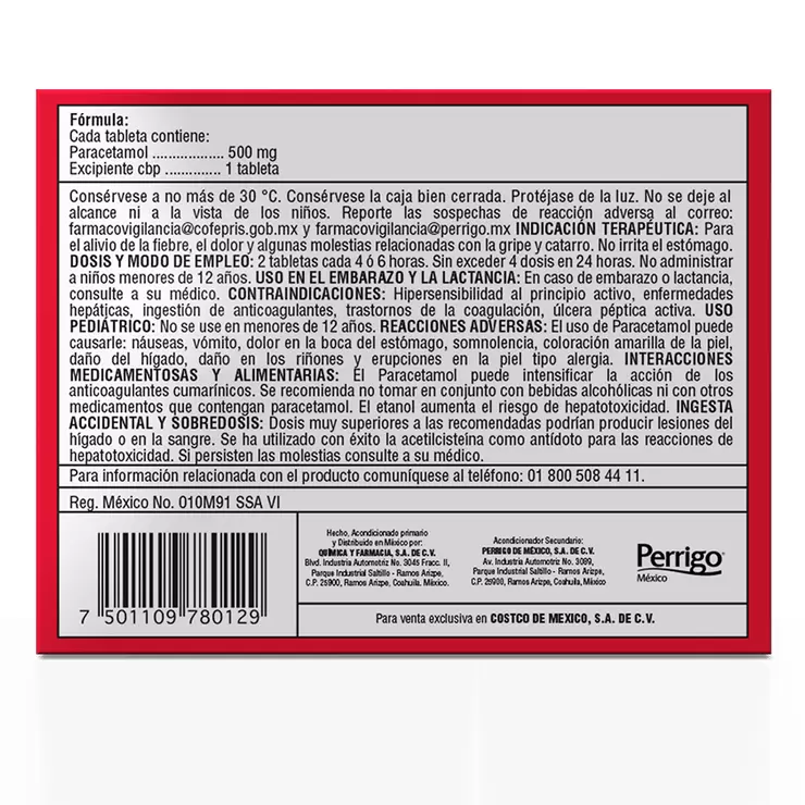Kirkland Signature  Paracetamol 500 mg 100 Tabletas  — Imagen 3 de 3