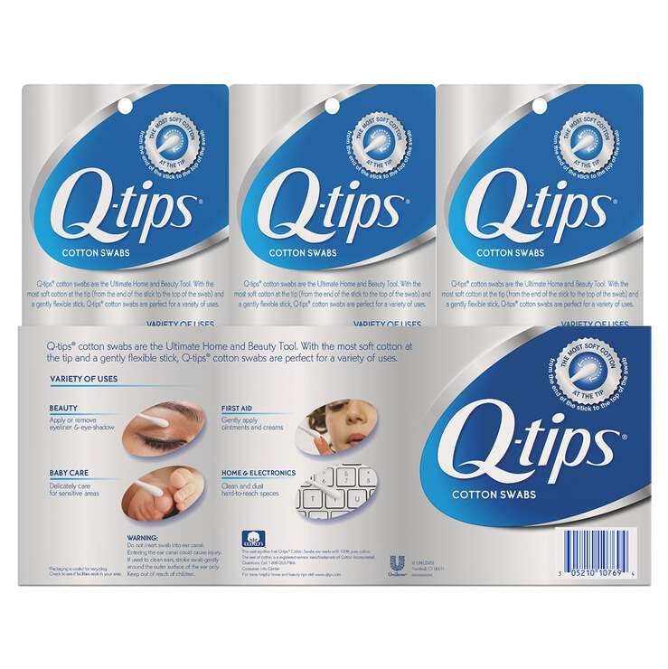 Q-Tips Cotonetes de Algodón 3 paquetes de 625 pzas — Imagen 2 de 4