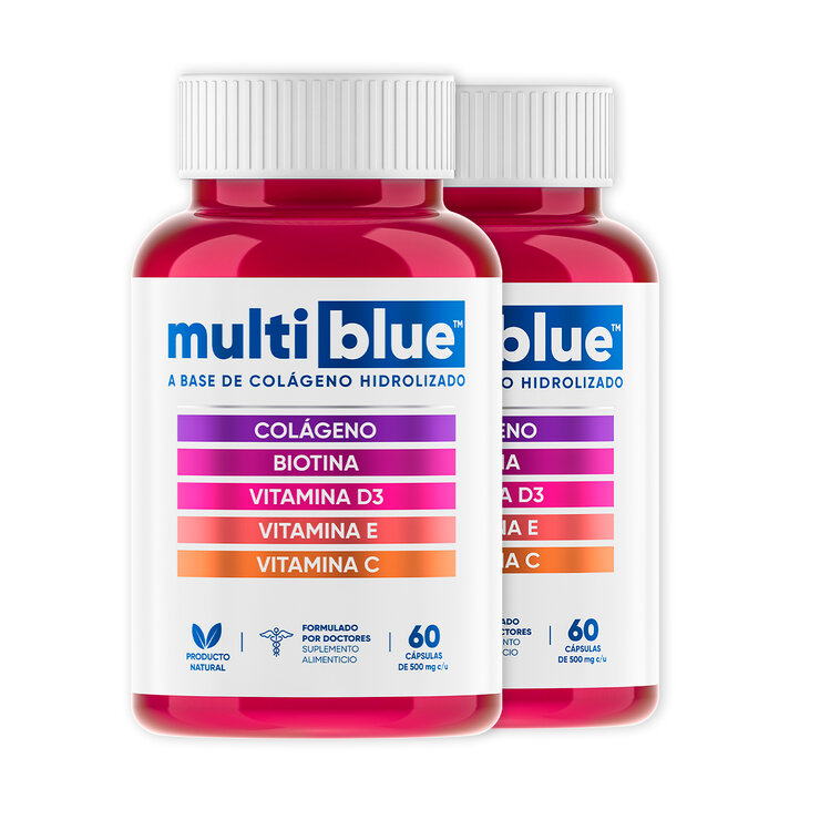 MultiBlue Colágeno Biotina Vitamina C, Vitamina D3, Vitamina E 2-Pack 120 Caps — Imagen 1 de 4