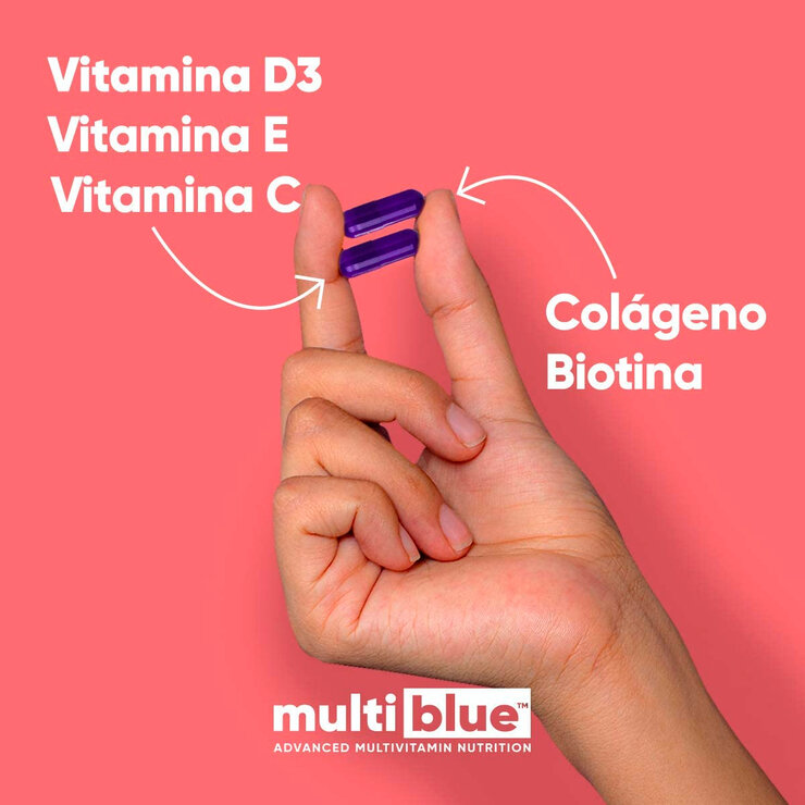 MultiBlue Colágeno Biotina Vitamina C, Vitamina D3, Vitamina E 2-Pack 120 Caps — Imagen 4 de 4