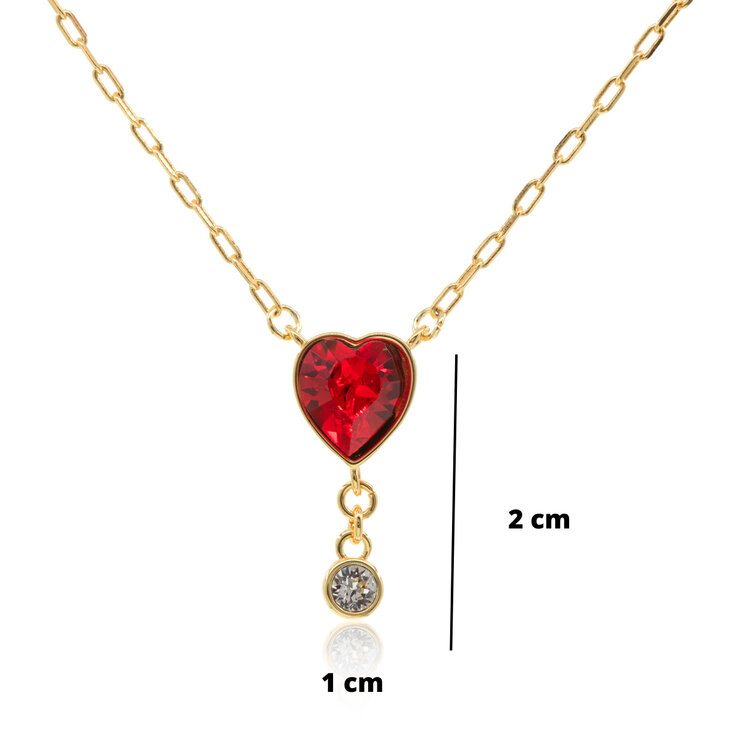Mayfer,  Juego de Collar y Aretes, Dije de Corazón, Cristal Austríaco — Imagen 2 de 4