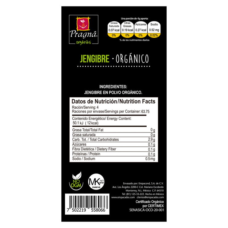 Pragná Jengibre en Polvo Orgánico de 255 g — Imagen 3 de 3
