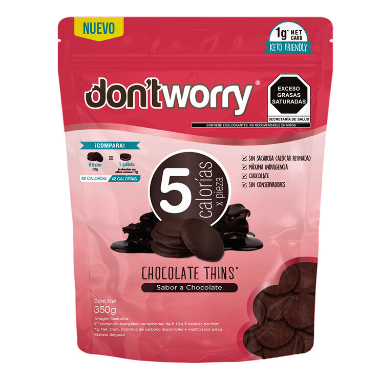 Don't Worry Galletas Thins Sabor Chocolate 350 g — Imagen 1 de 3