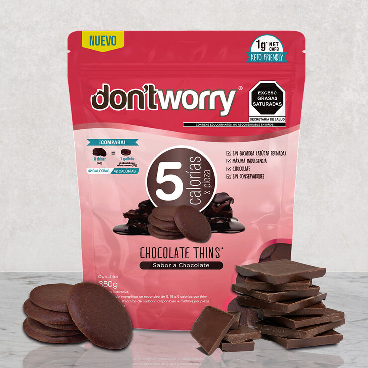 Don't Worry Galletas Thins Sabor Chocolate 350 g — Imagen 2 de 3