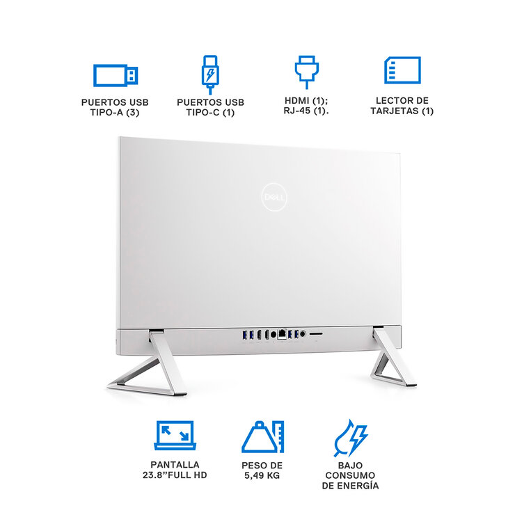 Dell AIO Inspiron 23" 5415 AMD Ryzen™ 5, 12 GB RAM, 256G SSD + 1TB HDD, FHD, Windows 11 — Imagen 3 de 4