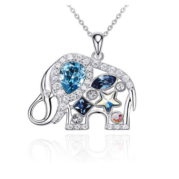 Mayfer, Cadena y Dije en Forma de Elefante, Fabricado en Plata con Cristal Austríaco — Imagen 1 de 4