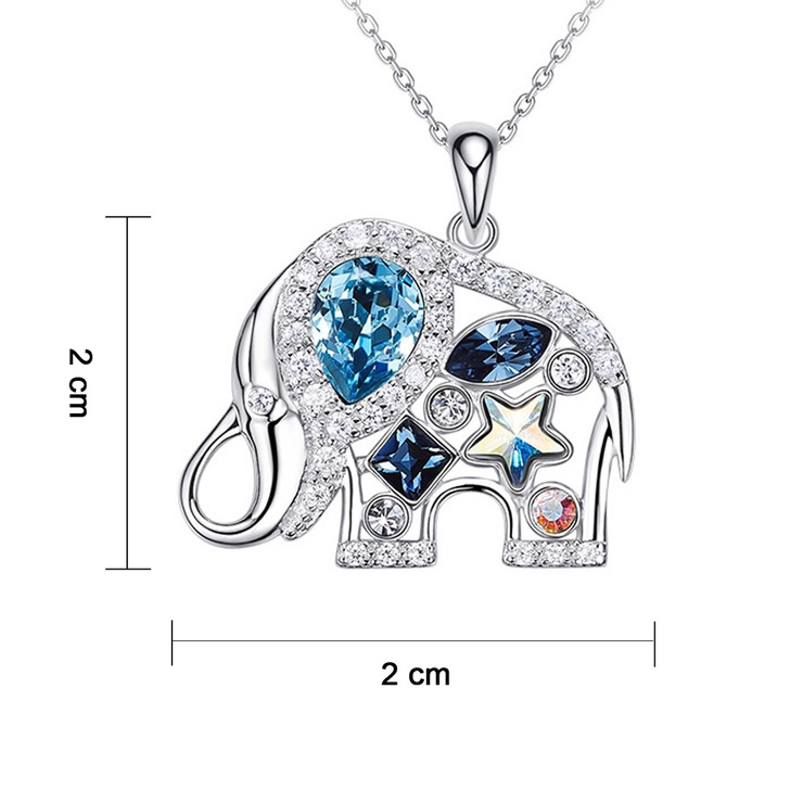 Mayfer, Cadena y Dije en Forma de Elefante, Fabricado en Plata con Cristal Austríaco — Imagen 4 de 4