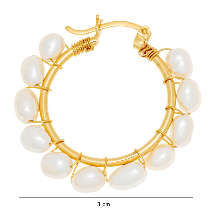Ablime, Aretes de Arracada, en Baño de Oro y Perla de Río — Imagen 2 de 3
