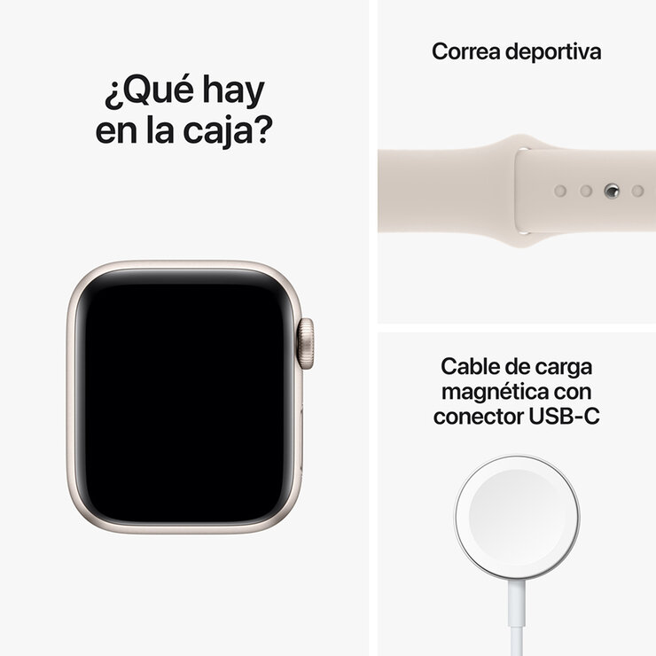 Apple Watch SE (GPS) Caja de Aluminio Blanco Estrella 40mm con correa deportiva color blanco estrella   — Imagen 3 de 4