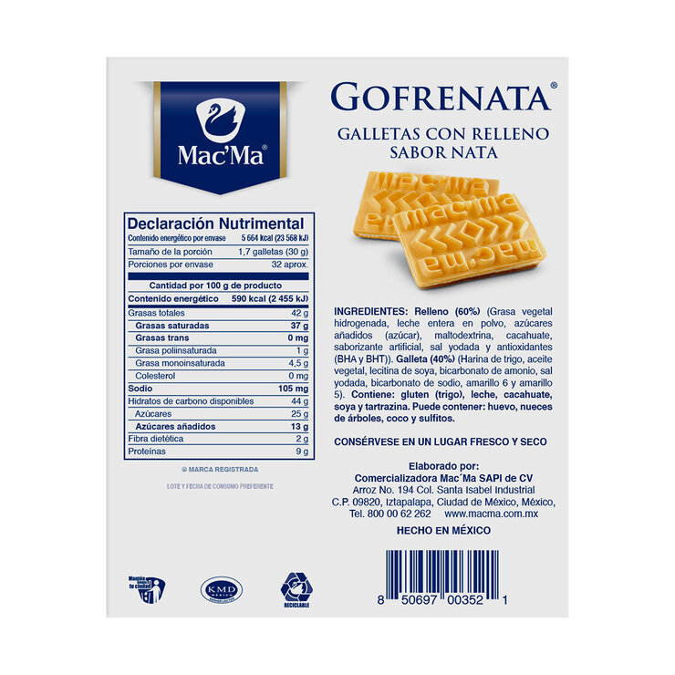 Mac'Ma Galletas con Rellleno Sabor Nata 960 g — Imagen 2 de 3