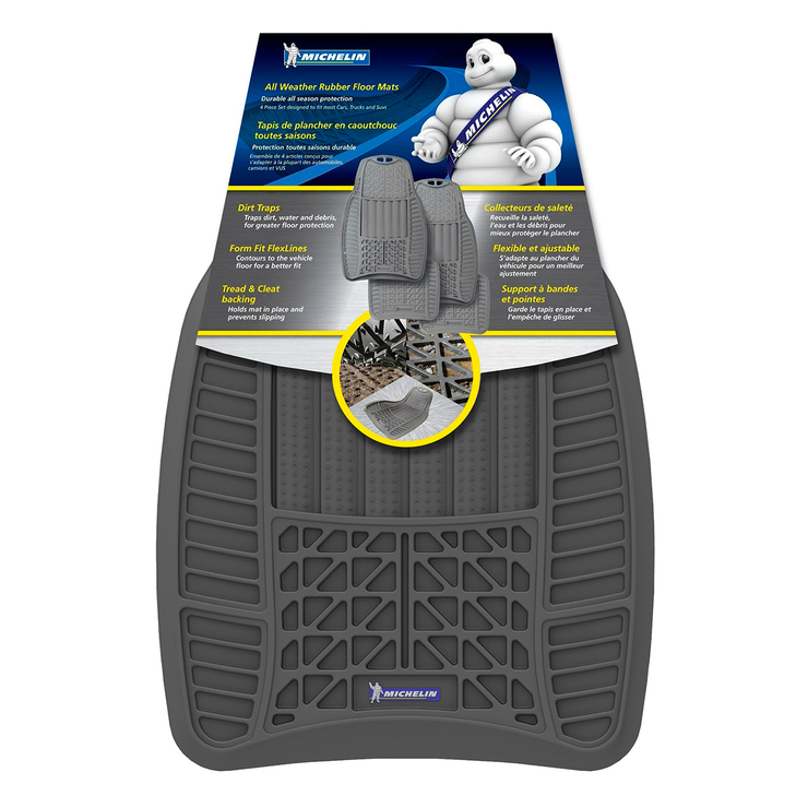 Michelin Tapetes de Hule Gris para Automóvil, 4 piezas — Imagen 1 de 2