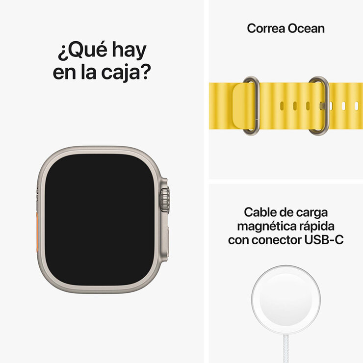 Apple Watch Ultra (GPS + Celular) Caja de titanio 49 mm con correa Ocean Amarillo — Imagen 4 de 4