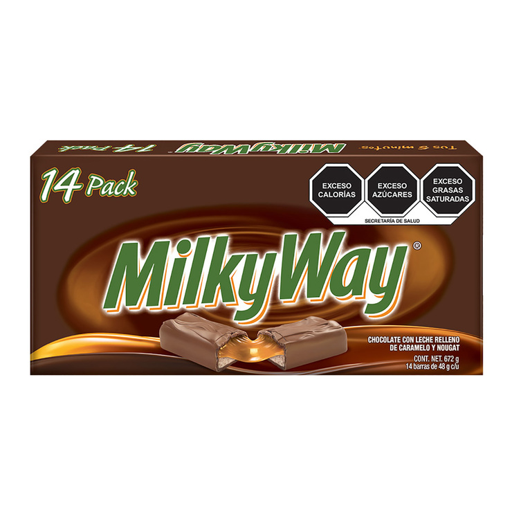 Milky Way Chocolate Relleno de Caramelo y Nougat 14 pzas de 48 g — Imagen 1 de 3