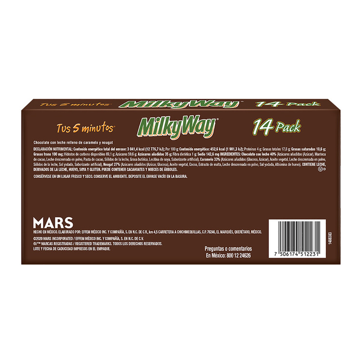 Milky Way Chocolate Relleno de Caramelo y Nougat 14 pzas de 48 g — Imagen 2 de 3