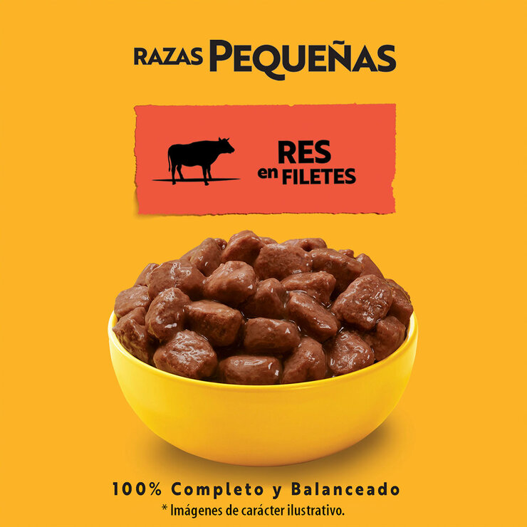 Pedigree Alimento Para Perros Adultos Razas Pequeñas, Sabor Res 100 gr, Paquete De 24 Sobres — Imagen 3 de 4