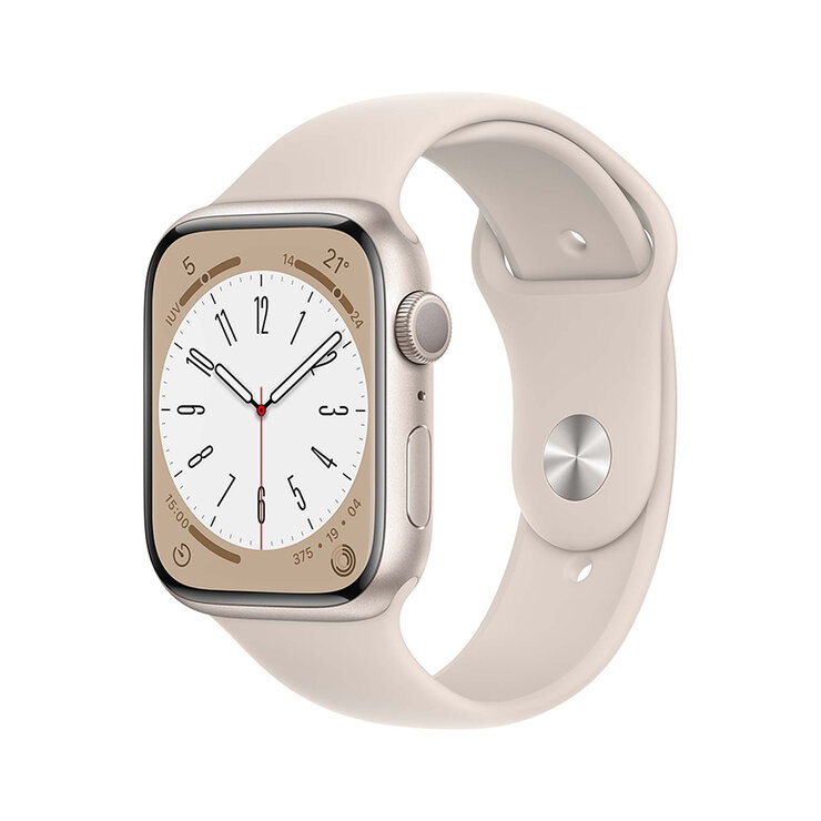 Apple Watch Series 8 (GPS) - Caja de aluminio en blanco estrella de 45 mm con correa deportiva blanco estrella  — Imagen 1 de 4