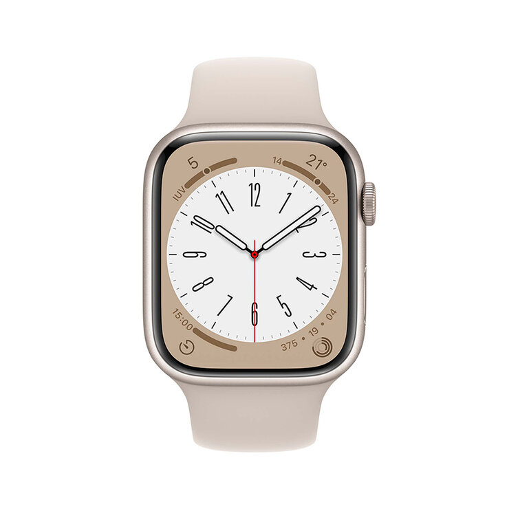 Apple Watch Series 8 (GPS) - Caja de aluminio en blanco estrella de 45 mm con correa deportiva blanco estrella  — Imagen 2 de 4