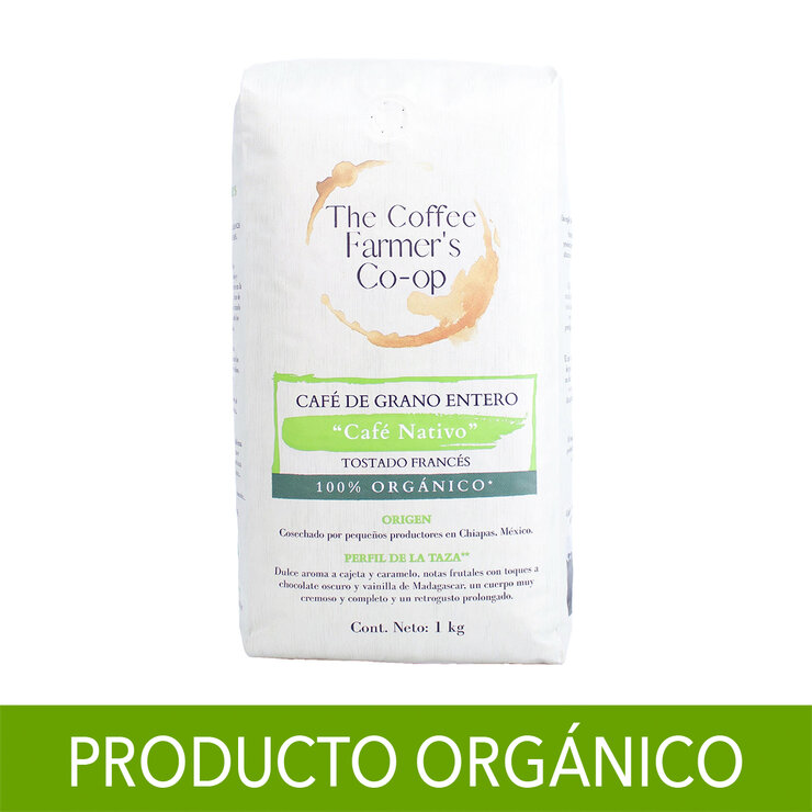 The Coffee Farmer’s Co-op Café Nativo 100% Orgánico Tostado Francés Grano Entero 1 Kg — Imagen 1 de 4