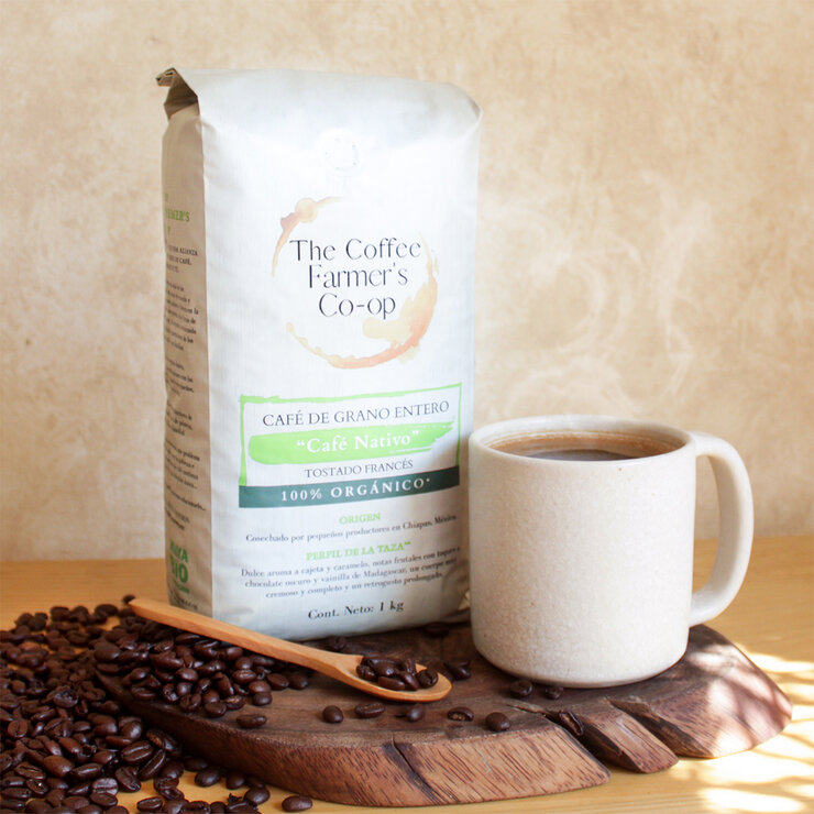 The Coffee Farmer’s Co-op Café Nativo 100% Orgánico Tostado Francés Grano Entero 1 Kg — Imagen 2 de 4