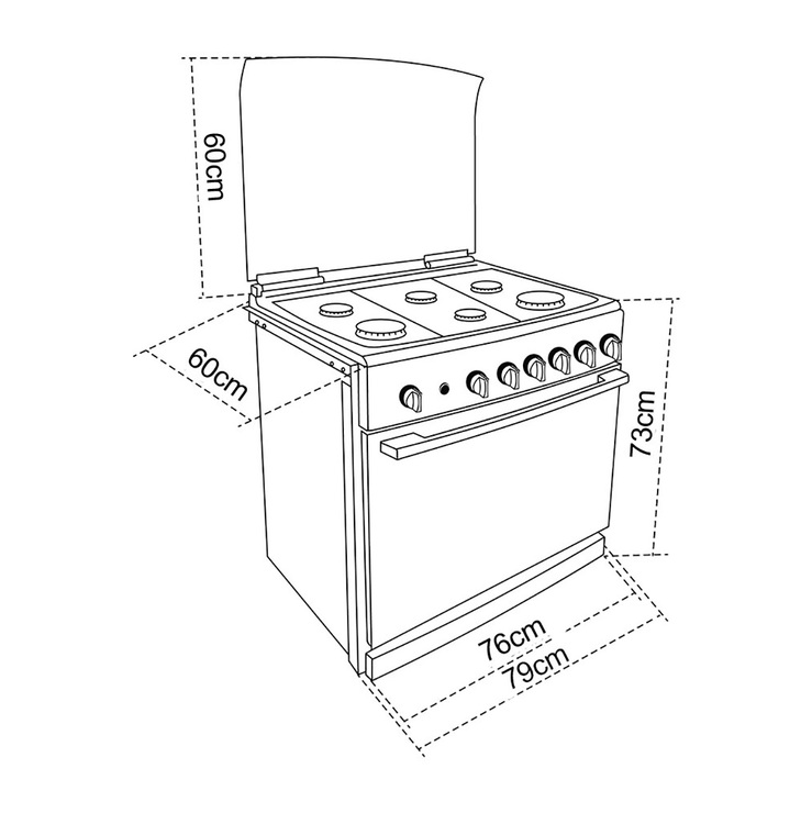 Estufa de gas empotrable con 6 quemadores 30", puerta reflex Teka — Imagen 4 de 4