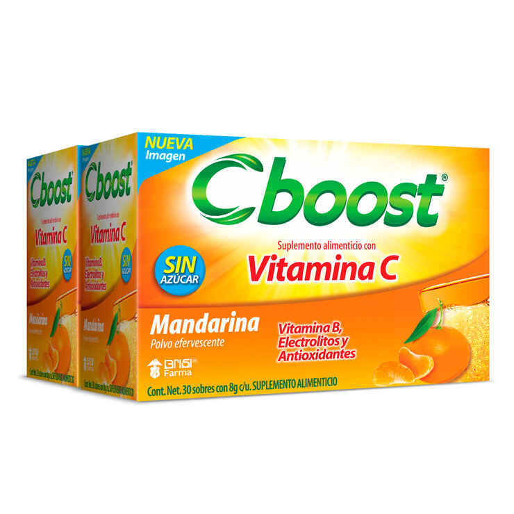 C-boost Vitamina C Polvo Efervescente Sabor Mandarina Con 60 Sobres — Imagen 1 de 2