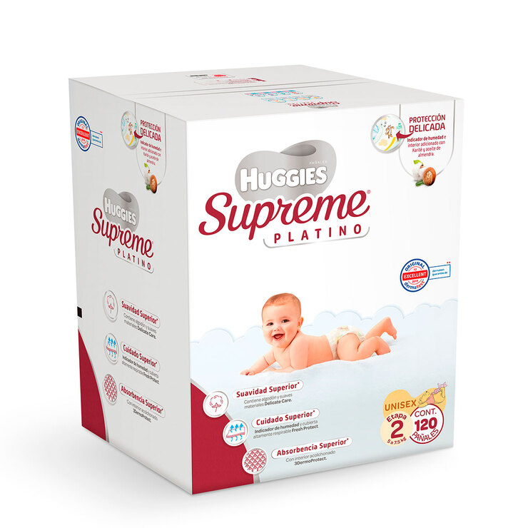 Huggies Supreme Platino Pañales Etapa 2, 120 pzas