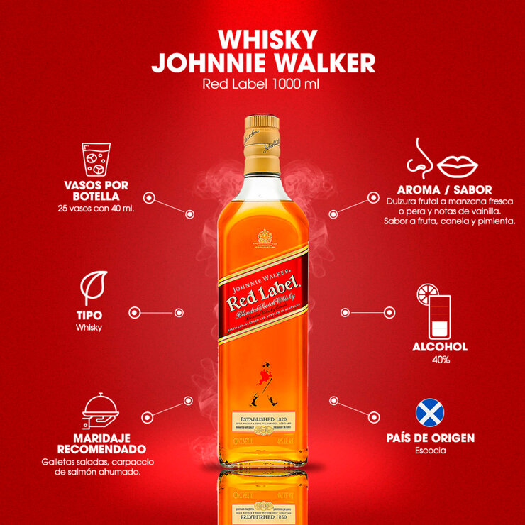 Whisky Johnnie Walker Red Label 1L — Imagen 3 de 4