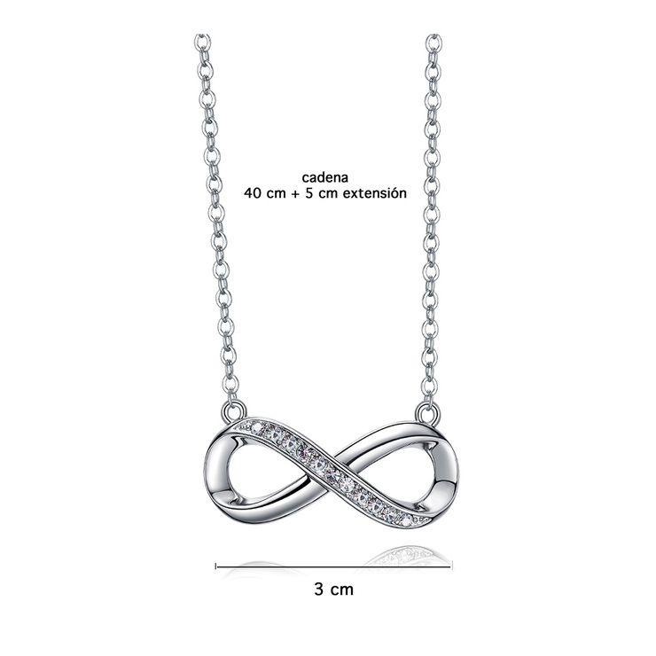 Mayfer, Collar de Metal con Dije en Forma del Signo de Infinito, Decorado con Cristal Austríaco — Imagen 3 de 3