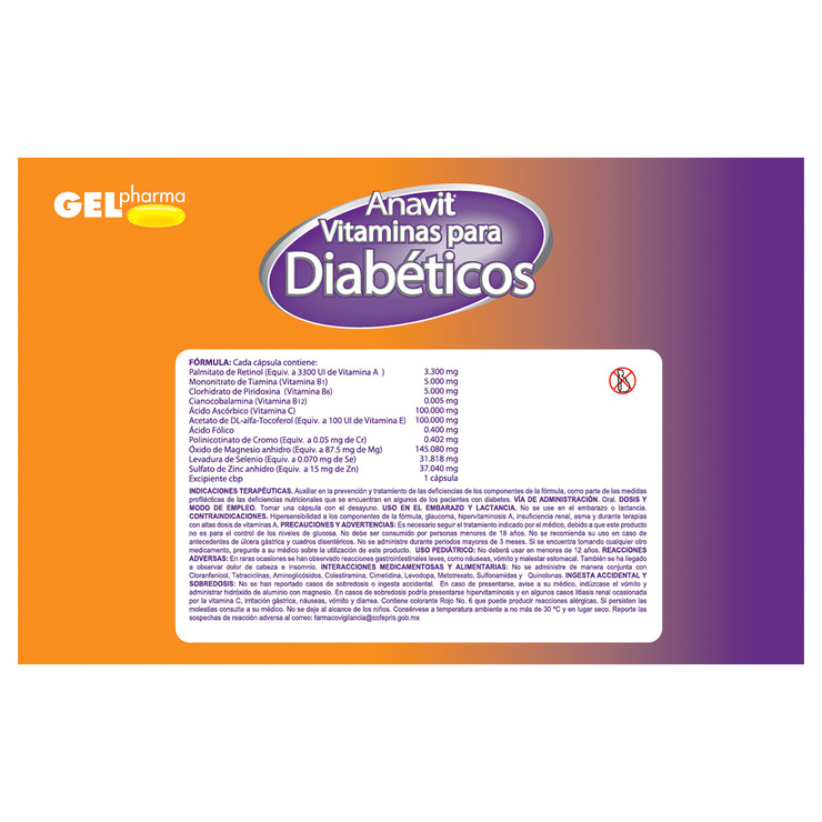 Anavit Vitaminas para Diabéticos 90 cápsulas — Imagen 2 de 2