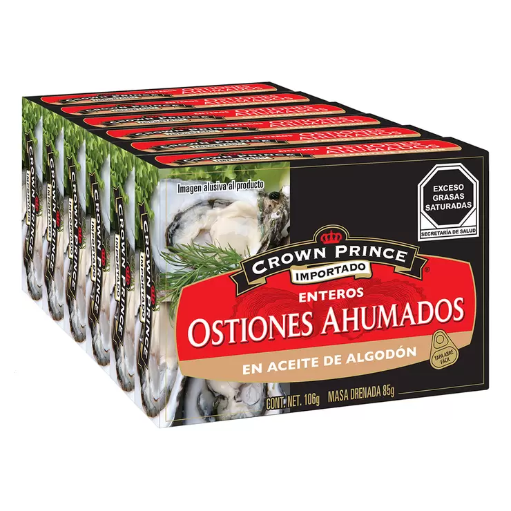 Crown Prince Ostiones Ahumados 6 piezas de 106 g  — Imagen 1 de 4