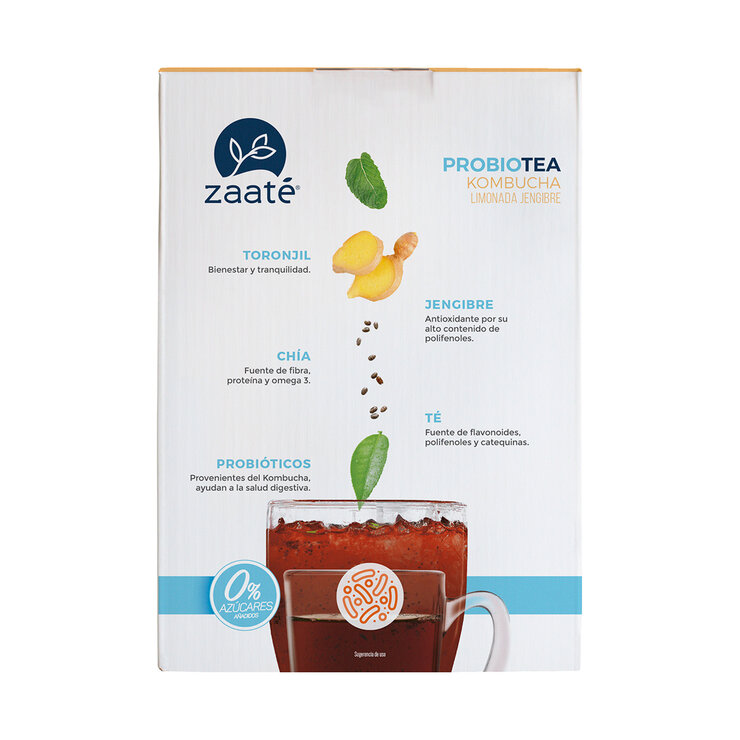 Zaaté Té Verde Kombucha Limonada Jengibre sin Azúcar 700 g — Imagen 3 de 4