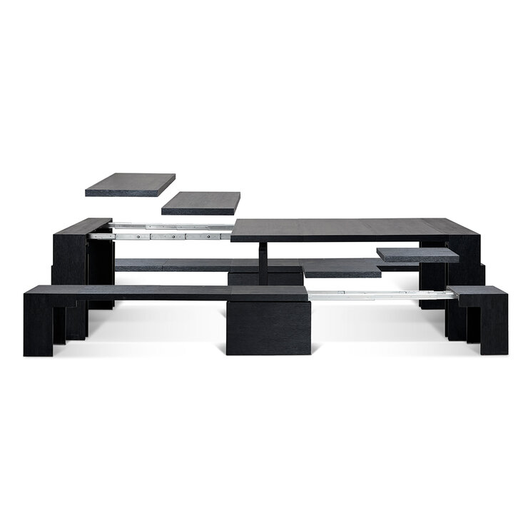 Transformer Table, Set de Comedor Expandible, Capacidad de hasta 12 Personas, 100% Madera, Color Negro — Imagen 1 de 4