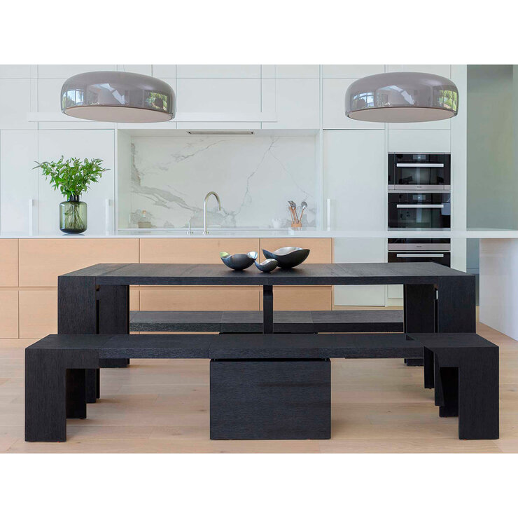 Transformer Table, Set de Comedor Expandible, Capacidad de hasta 12 Personas, 100% Madera, Color Negro — Imagen 4 de 4