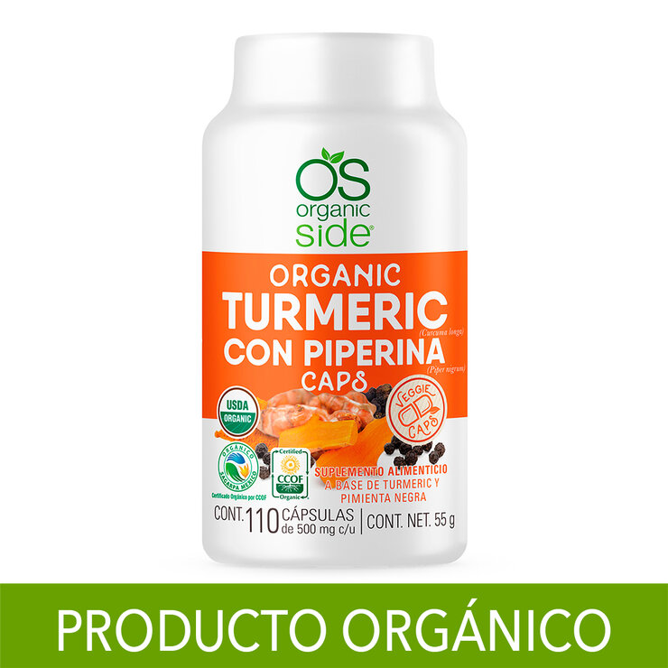 Organic Side Turmeric con Piperina 110 Cápsulas — Imagen 1 de 3