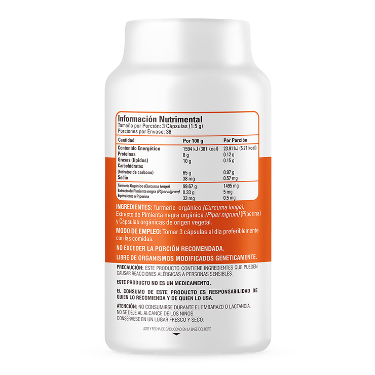 Organic Side Turmeric con Piperina 110 Cápsulas — Imagen 3 de 3